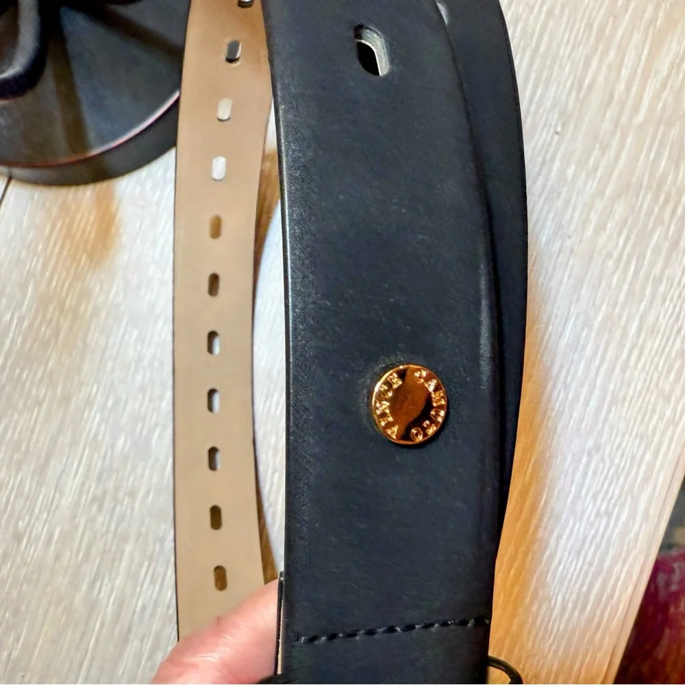 Vince Camuto Black Belt with Gold Buckle - Picture 3 of 5